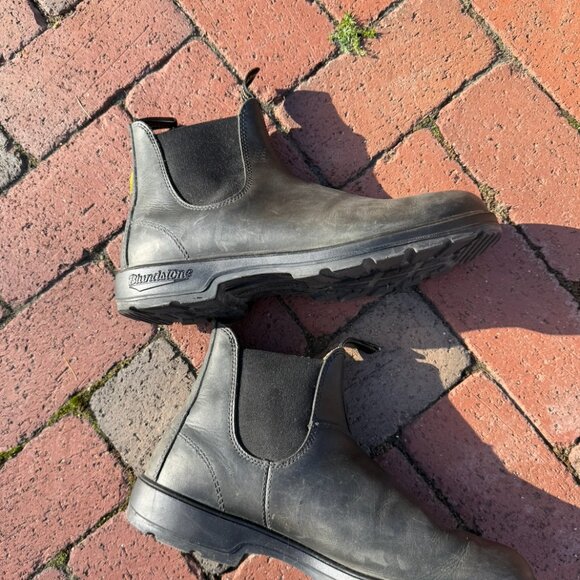 Men's US 12M AU11 Blundstone Leather Rustic Black/Gray #587 Chelsea - Picture 2 of 9